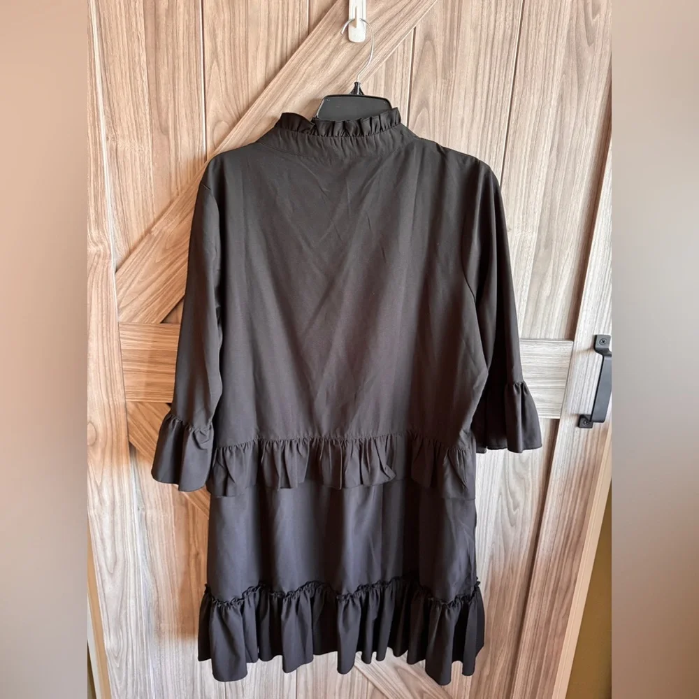Elegant Black Ruffle Dress - Picture 2 of 5